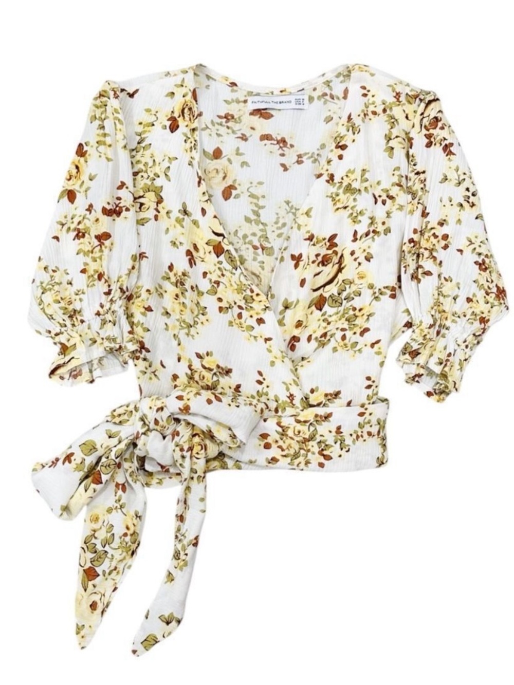 Faithfull the Brand Mali Wrap Top in Off White Goldie Top - Picture 2 of 6